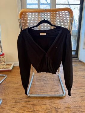 Urban Outfitters Black Cropped V-Neck Cardigan